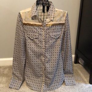 Long sleeve western style blouse